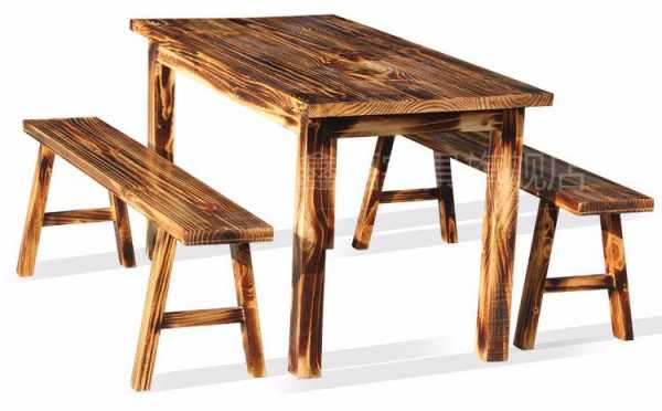 木板烧凳子（火烧木桌子凳子厂家）-图2