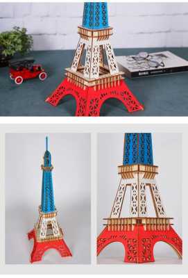 巴黎铁塔木板模型（巴黎铁塔木质的拼图63个）-图1
