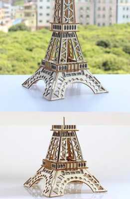 巴黎铁塔木板模型（巴黎铁塔木质的拼图63个）-图2