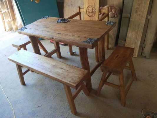 旧厚木板改造桌子板（老木板改造桌子）